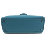 Turquoise Togo Kelly Retourne 35 Palladium Hardware Bag / HERMES