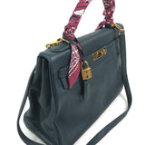 Vert Cypres Togo Kelly 32 Retourne Gold Hardware with Twilly / HERMES