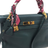 Vert Cypres Togo Kelly 32 Retourne Gold Hardware with Twilly / HERMES