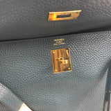 Vert Cypres Togo Kelly 32 Retourne Gold Hardware with Twilly / HERMES