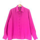 Vibrant Fuchsia Pink Buttoned Shirt / SILKYLICIOUS - Size M