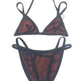 Vintage Brown BOLDUC Ribbon Bikini Set / HERMES - Size 40
