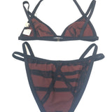 Vintage Brown BOLDUC Ribbon Bikini Set / HERMES - Size 40