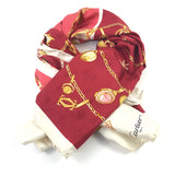 Vintage Deep Cherry Red/Soft Rose Pink Geometric Print Silk Scarf / CARTIER - Size 85cm