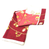 Vintage Deep Cherry Red/Soft Rose Pink Geometric Print Silk Scarf / CARTIER - Size 85cm
