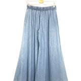 Washed Blue Denim Palazzo Pants - One Size