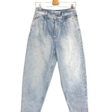 Washed Blue JOPPO Loose Pleated High Rise Cropped Jeans / IRO - Size 38