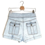 Washed Blue KASE High Waist Button Fly Fold-over Denim Shorts / ULLA JOHNSON - Size 2
