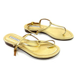 Washed Gold CECILIA T-straps Leather Flat Sandals / EMME PARSONS - Size 36