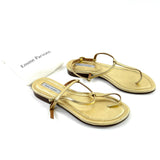 Washed Gold CECILIA T-straps Leather Flat Sandals / EMME PARSONS - Size 36