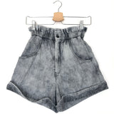 Washed Grey ITEA Denim Paperbag Shorts / ISABEL MARANT ETOILE - Size 34