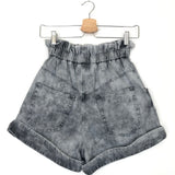Washed Grey ITEA Denim Paperbag Shorts / ISABEL MARANT ETOILE - Size 34