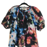 Watercolor LOLI Blossom Batik Poplin Short Sleeves Top / ULLA JOHNSON - Size US 4