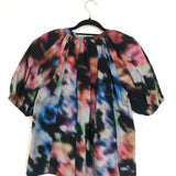 Watercolor LOLI Blossom Batik Poplin Short Sleeves Top / ULLA JOHNSON - Size US 4