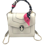 White Agate Serpenti Forever Calfskin Leather Shoulder Bag with Shelly Twilly / BVLGARI