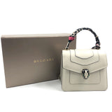 White Agate Serpenti Forever Calfskin Leather Shoulder Bag with Shelly Twilly / BVLGARI