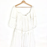 White AMY Broderie Anglaise Puffed Sleeve Cotton Mini Dress / LUG VON SIGA - Size 36