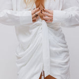 White BAHIA Knotted Twill Shirt Dress / JACQUEMUS - Size 34
