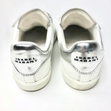 White BETH Silver Heel Tab Suede-trimmed Leather Sneakers / ISABEL MARANT - Size 38