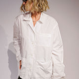 White Button down Chest Logo Embroidered Poplin Shirt / MIU MIU - Size 38