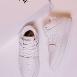 White Calf Leather Laced-up High Top CT-02 Sneakers / CELINE - Size 39