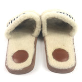 White Canvas and Fur Shearling Woody Slide Flats / CHLOE - Size 39
