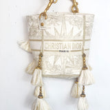 White Canvas D BUBBLE Embroidered Bucket Bag / CHRISTIAN DIOR