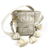 White Canvas D BUBBLE Embroidered Bucket Bag / CHRISTIAN DIOR