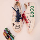 White Canvas Graffiti Low Top Sneakers (+ 3 laces) / CHANEL X PHARRELL - Size 38.5
