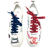 White Canvas Graffiti Low Top Sneakers (+ 3 laces) / CHANEL X PHARRELL - Size 38.5