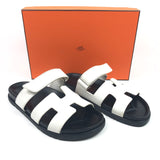 White CHYPRE Leather Sandals / HERMES - Size 39.5