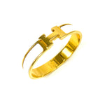 White CLIC H Bracelet with Gold-Tone Hardware / HERMES - Size S