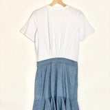 White BARI Tie-Waist Ruffle Combo Dress / VERONICA BEARD - Size S