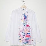 White Cotton Embroidered Blouse - model NATHALIE / MII EN FETE - Size S