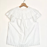 White Cotton Embroidered Ruffled Blouse / ULLA JOHNSON - Size US 8
