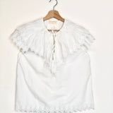 White Cotton Embroidered Ruffled Blouse / ULLA JOHNSON - Size US 8