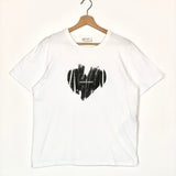 White Cotton Heart Short Sleeves Tee / SAINT LAURENT - Size M