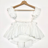 White Cotton Ruffled Crop Top / AJE. - Size AUS 8