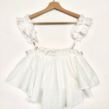 White Cotton Ruffled Crop Top / AJE. - Size AUS 8