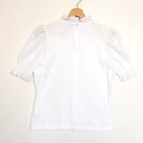 White Cotton Ruffled Short Sleeves Tee / ME + EM - Size 40
