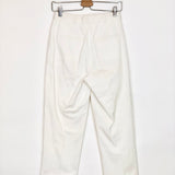 White Cotton Straight Pleated Pants / N_8 - Size 1