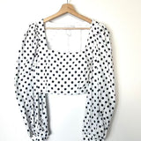 White Cropped Polka-dot Cotton-blend Poplin ELIOT Blouse / CAROLINE CONSTAS - Size S