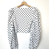 White Cropped Polka-dot Cotton-blend Poplin ELIOT Blouse / CAROLINE CONSTAS - Size S