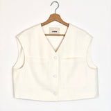 White CYGNET Oversized Cropped Sleeveless Vest / AERON - Size 34