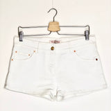 White Denim "V" Gold Pocket-detail Shorts / VALENTINO - Size 27