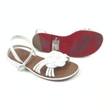 White ELLA Braided Strap Flat Sandals / CHRISTIAN LOUBOUTIN - Size 37