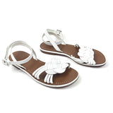 White ELLA Braided Strap Flat Sandals / CHRISTIAN LOUBOUTIN - Size 37