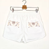 White Embroidered Beach Shorts / HERMES - Size M