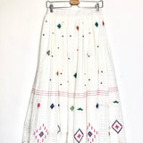 White Embroidered Midi Skirt - One Size