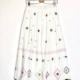 White Embroidered Midi Skirt - One Size